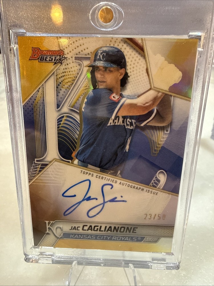 2025 Bowman’s Best Jac Caglianone Gold Auto /50 RC Royals #B25-JC