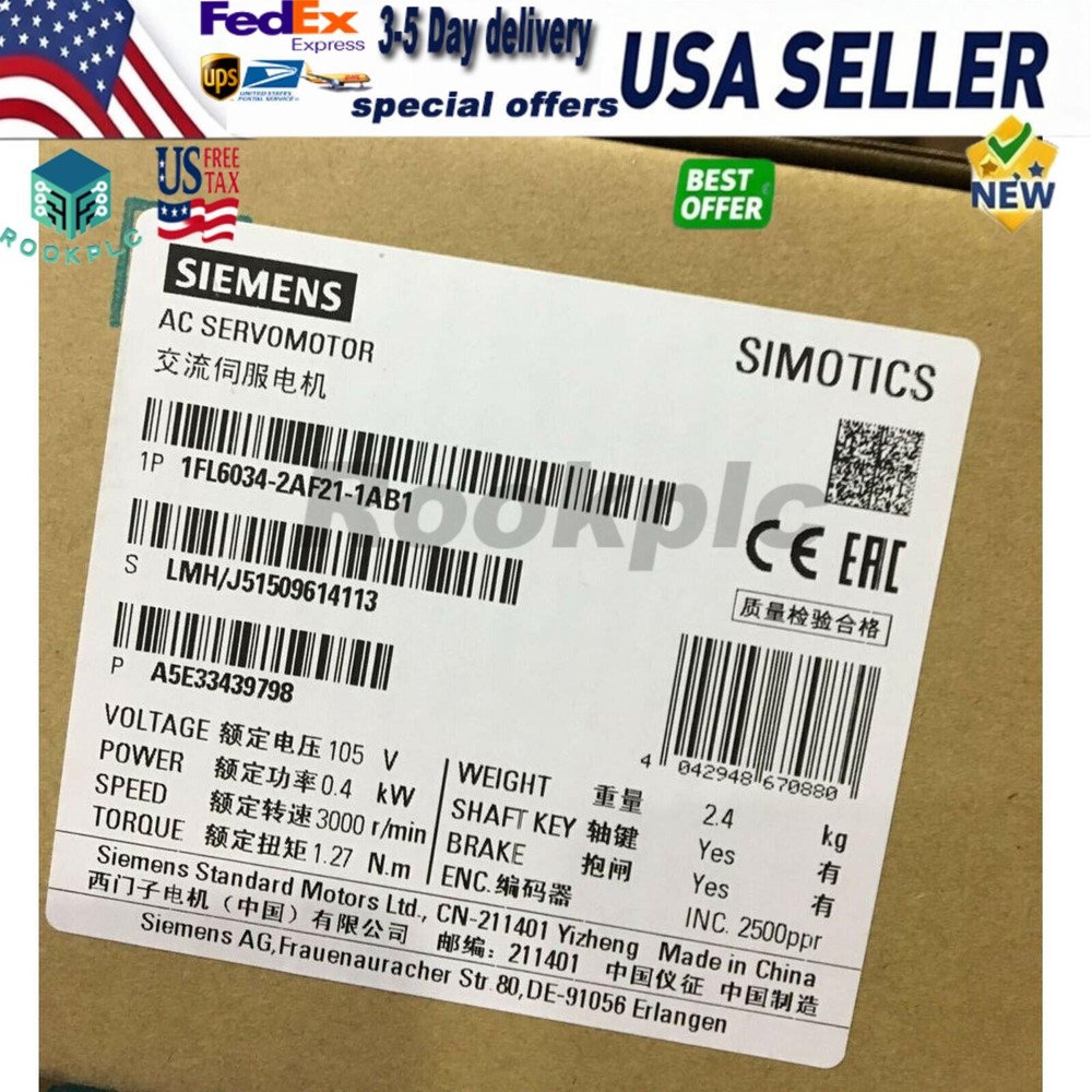 New Siemens 1FL6034-2AF21-1AB1 1FL60342AF211AB1 SIMOTICS S-1FL6