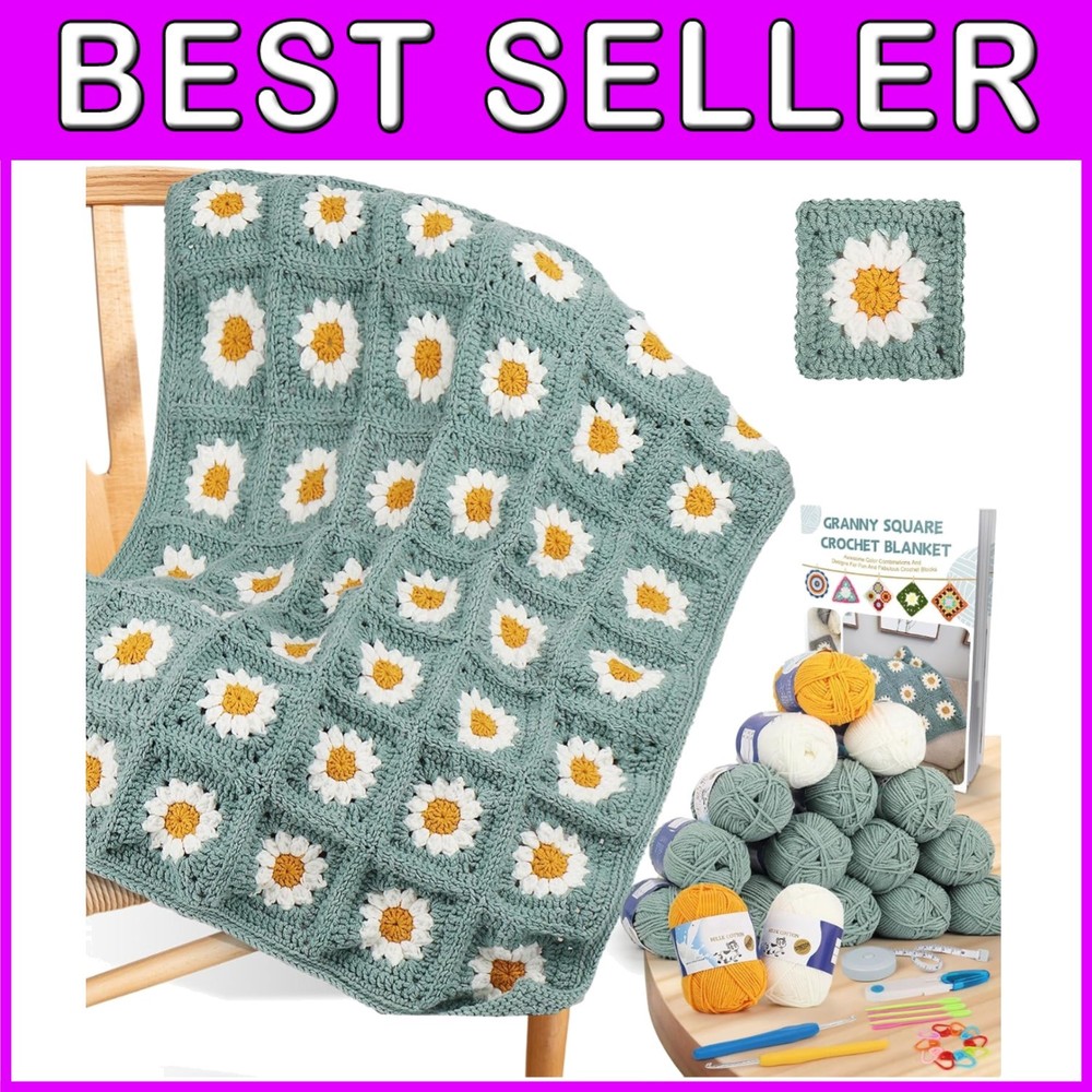 Easy Learn Crochet Blanket Kit - Granny Squares Video Guide