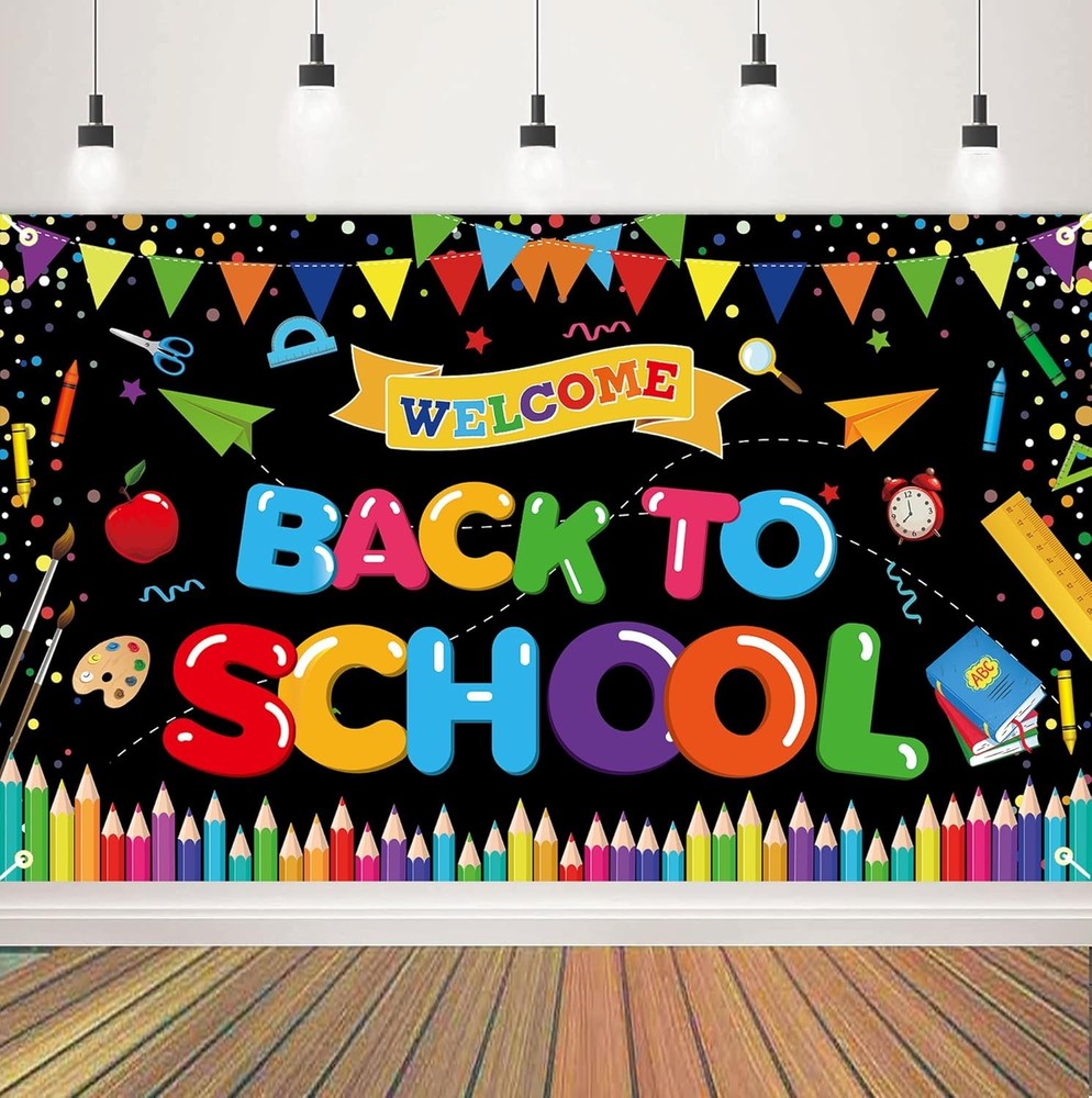 Back to School Decorations, Large Size Welcome Back to School Backdrop Welcome t