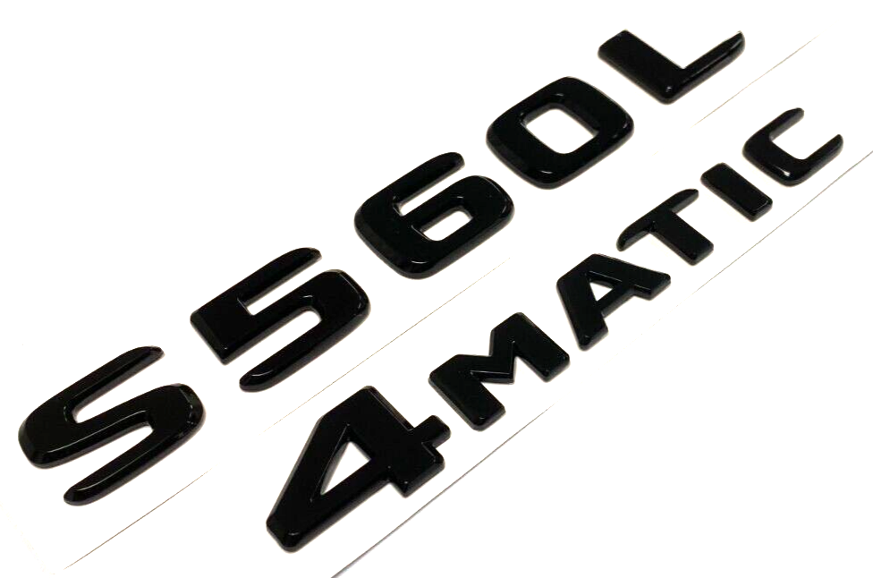 S560L + 4MATIC BLACK FOR MERCEDES REAR TRUNK EMBLEM BADGE NAMEPLATE DECAL NUMBER