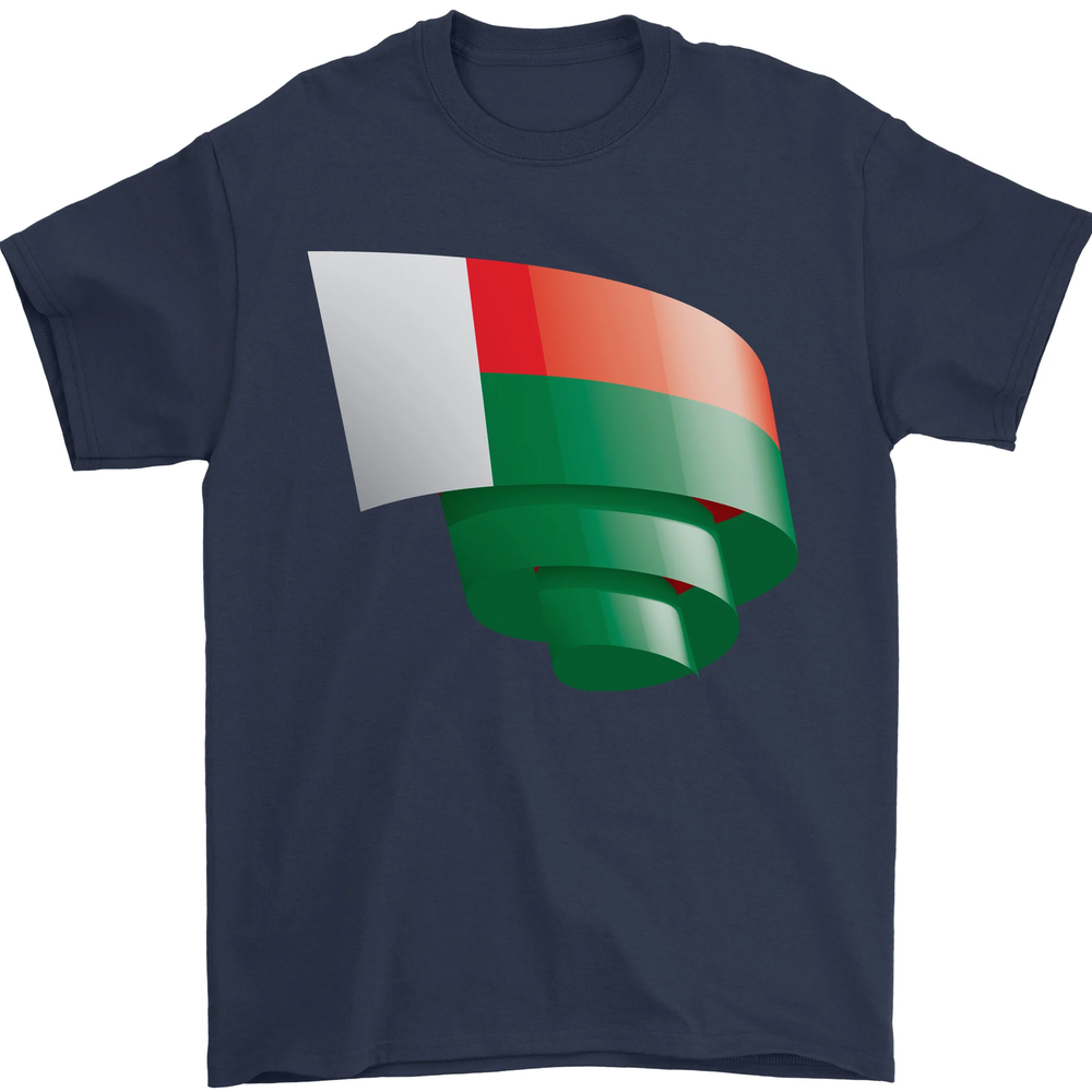 Curled Madagascar Flag Madagascan Day Football Mens T-Shirt 100% Cotton
