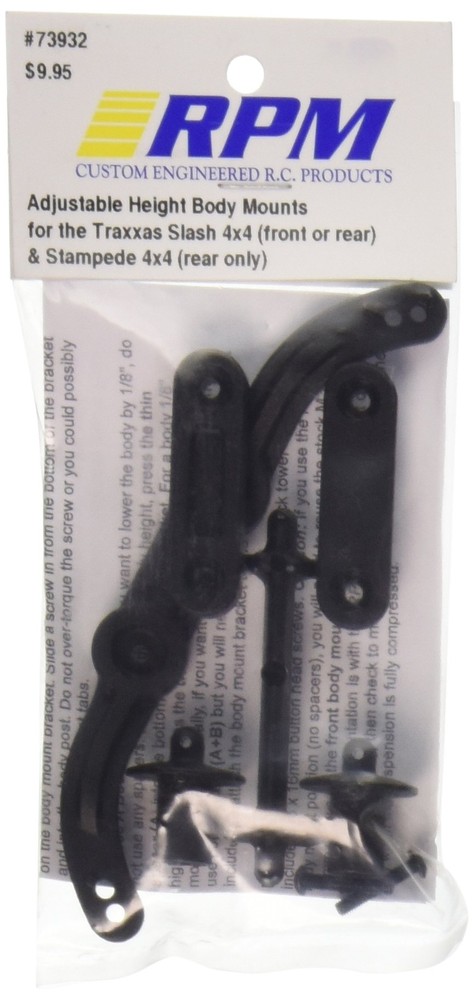 RPM Adjustable Height Body Mounts Traxxas Slash 4x4, Black