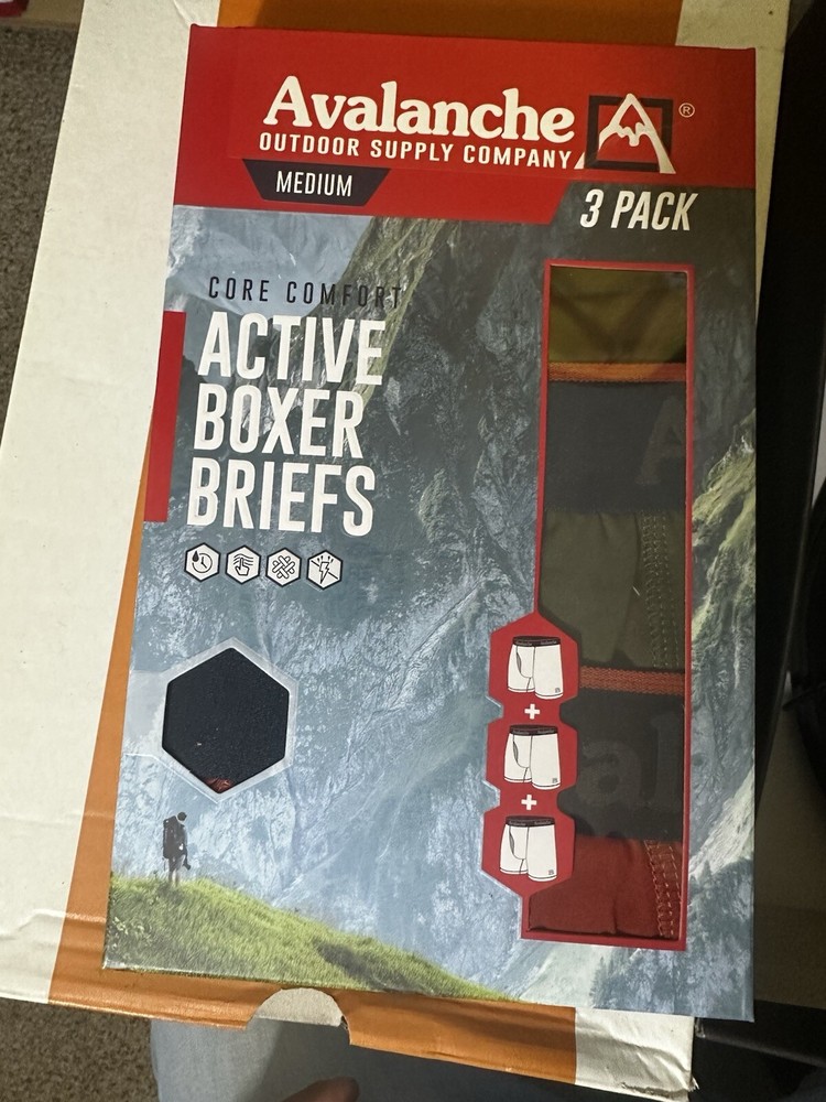 Avalanche 3 Pack Active Boxer Briefs Size M.   — MSRP $55.00