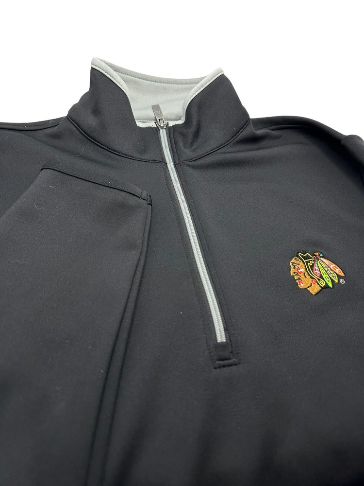 Chicago Blackhawks Mens Small Antigua Black Pullover Quarter Zip
