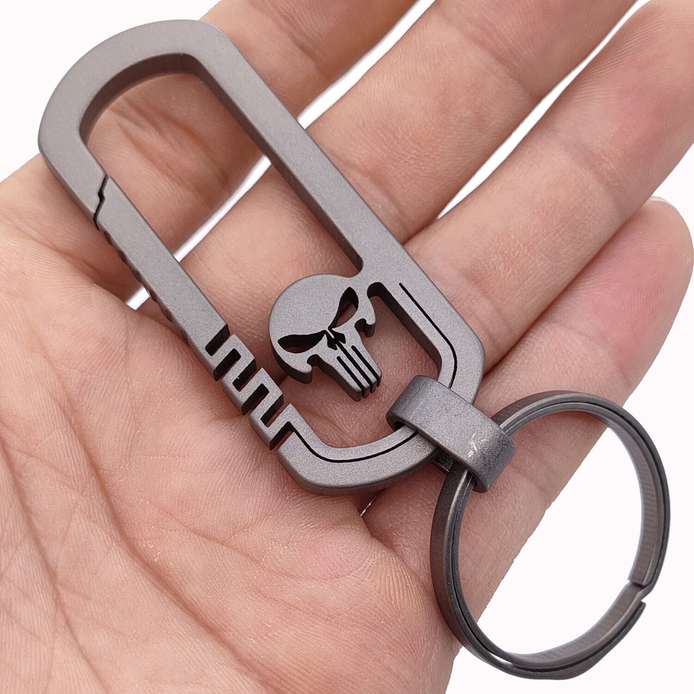 Titanium Alloy Skull Quick Release Hanging Buckle Car Keychain Key Ring EDC Gift