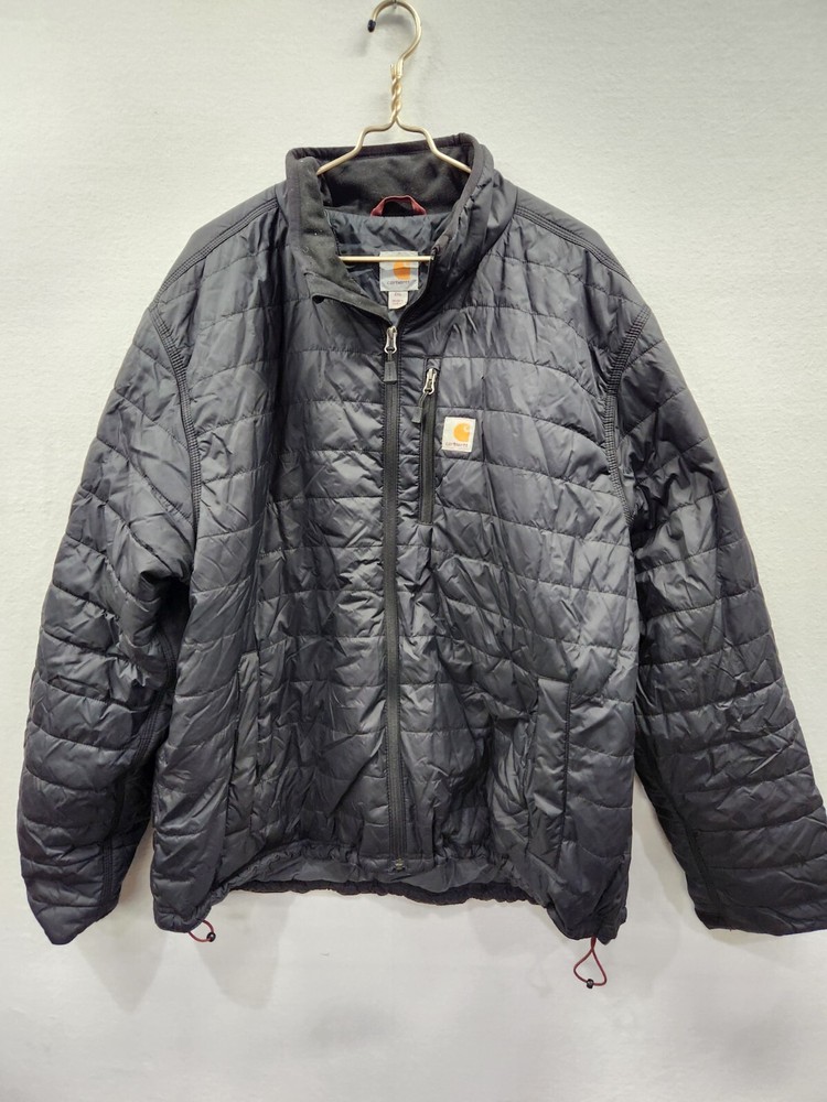 Carhartt Puffer Jacket Men's 2XL Rain Defender Black Quilted 102208 001 Full Zip