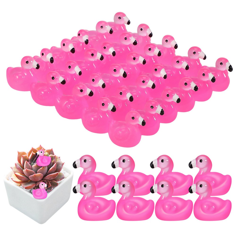 100 Pcs Glow-in-the-dark Flamingo Toddler Decorations Mini Animals Figures