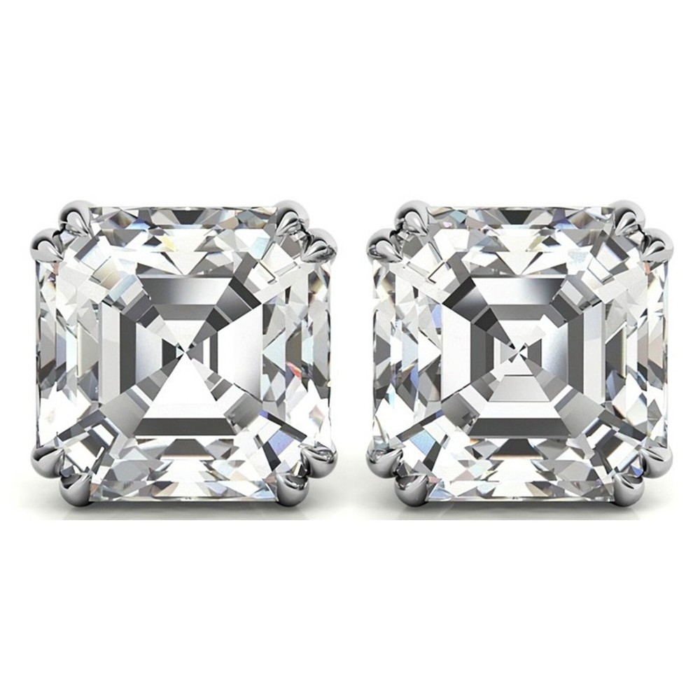 2 ct. Gorgeous White Sapphire Asscher Cut Stud Earrings in Sterling Silver