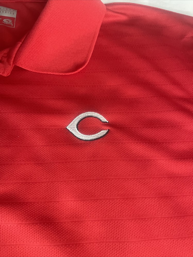 True Fan Cincinnati Reds Men’s Polo Golf Shirt Short Sleeve Large Logo MLB