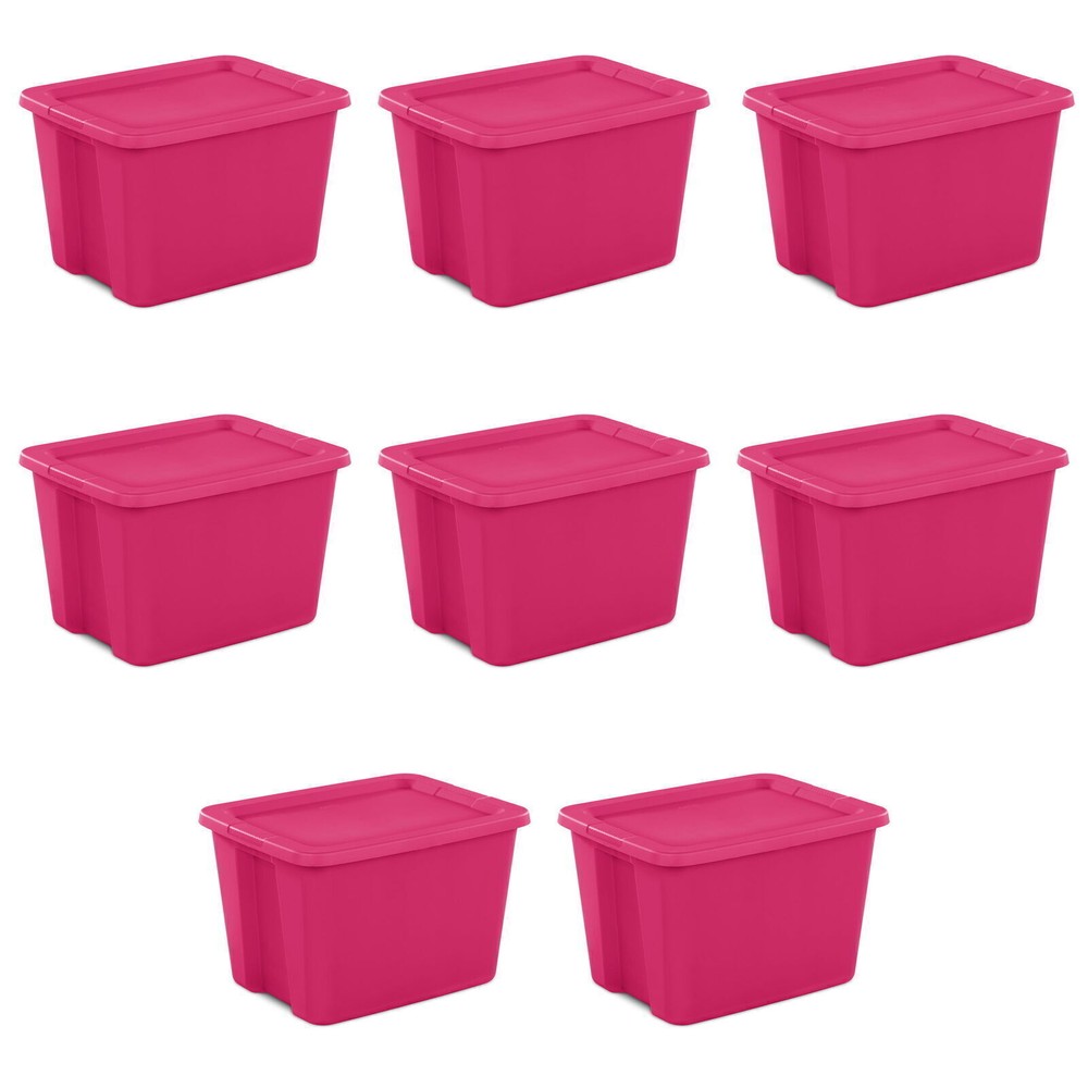 18 Gallon Stackable Plastic Storage Bins with Lids 8-Pack for Home or Dorm