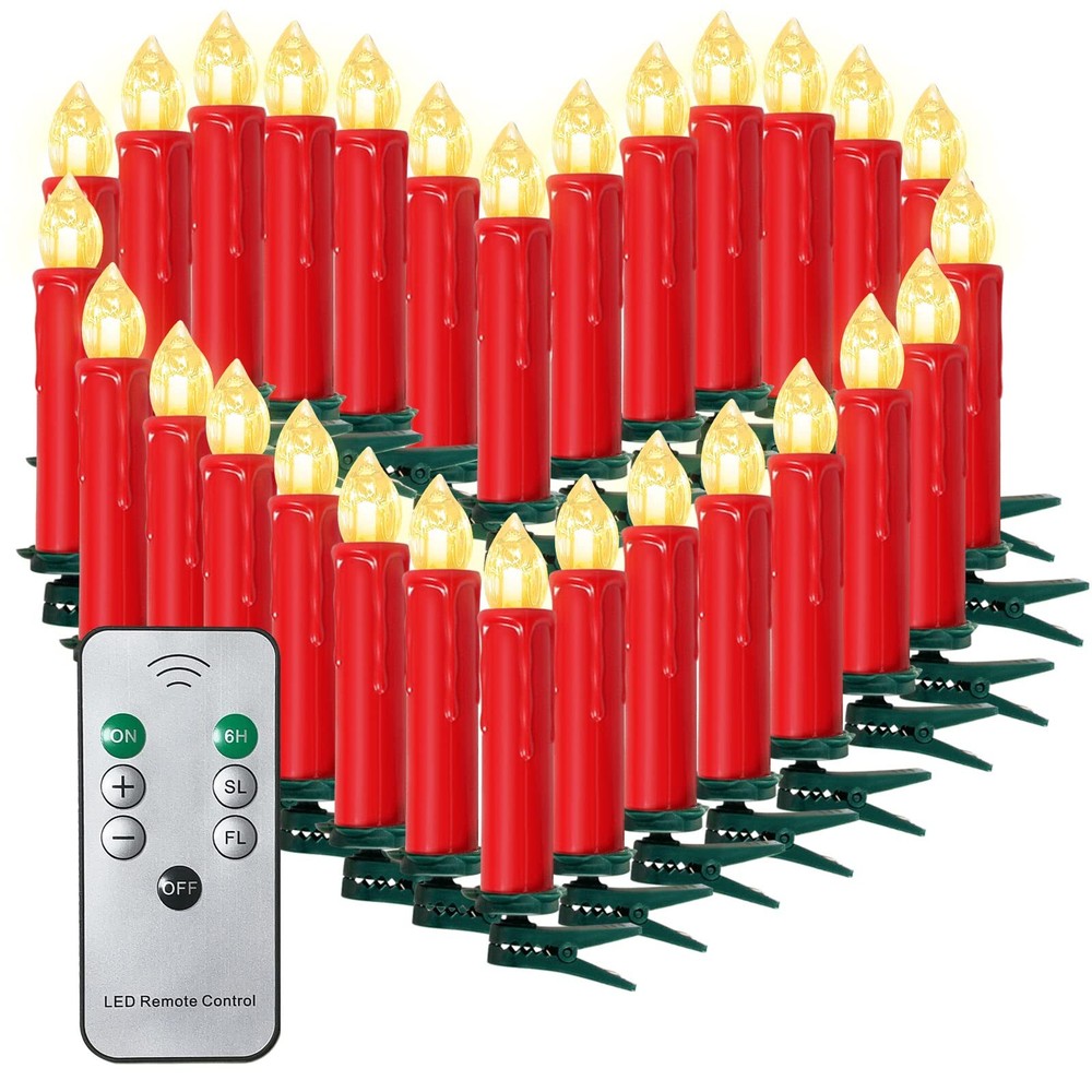 30pcs Flameless LED Taper Candles Battery Operated for Christmas Tree Decor
