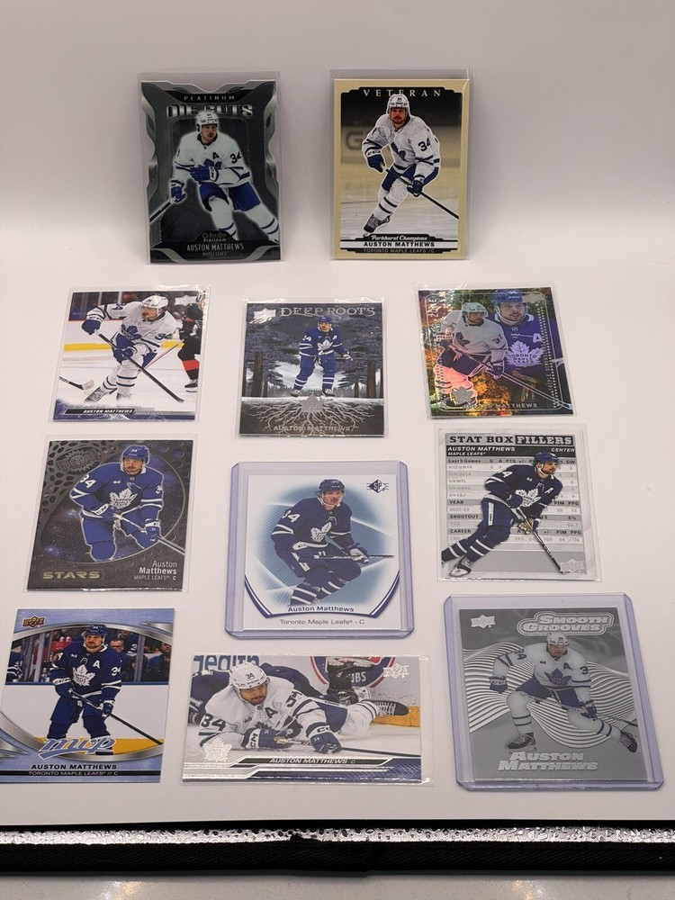 Auston Matthews Lot- Upper Deck, Artifacts. SP, Skybox Metal