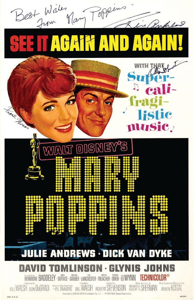 Walt DIsney's Mary Poppins Movie Poster Julie Andrews Dick Van Dyke MATTE 13x19