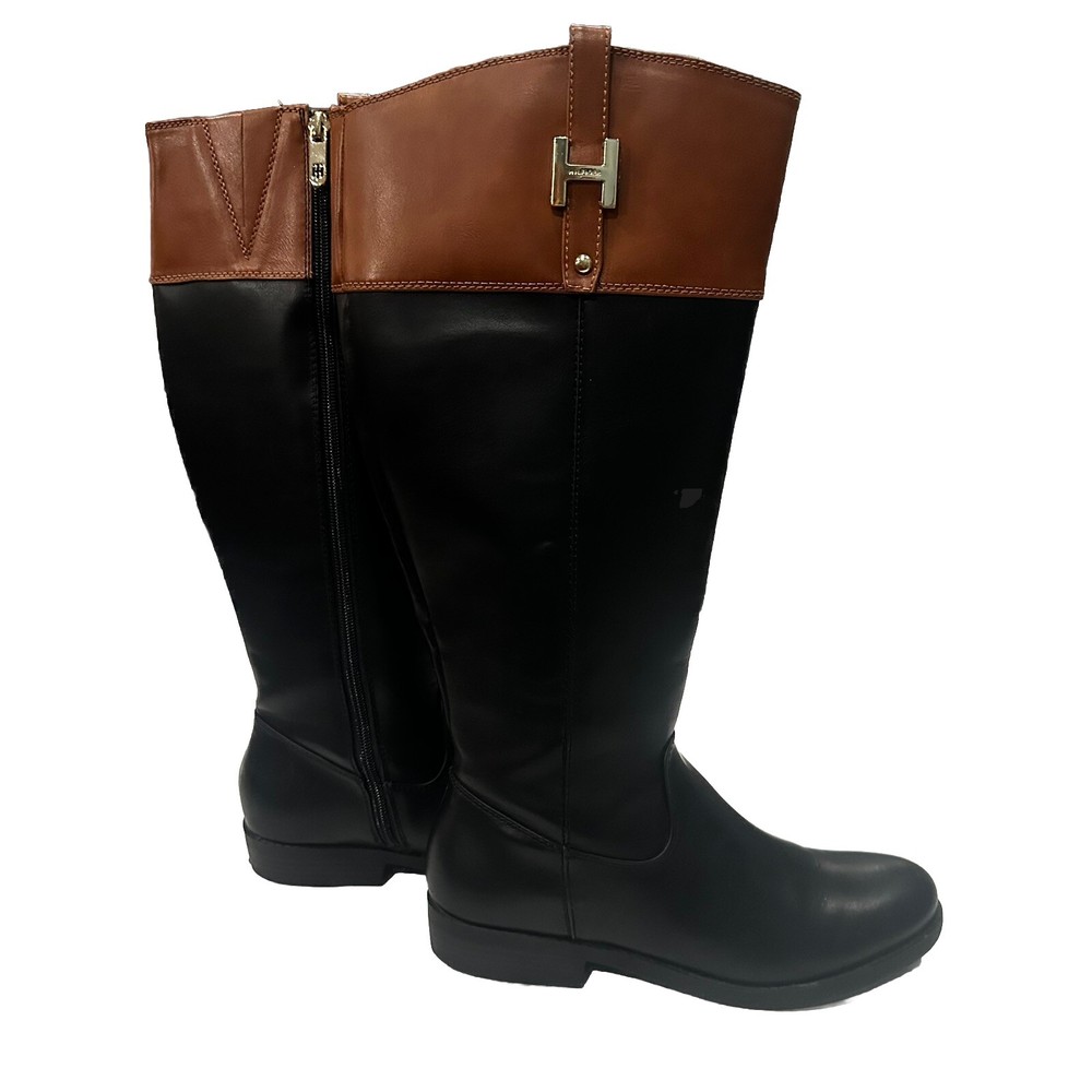 TOMMY HILFIGER Women's Black Shyenne 3 Equestrian Boots Size 8.5 WC/Wide Calf