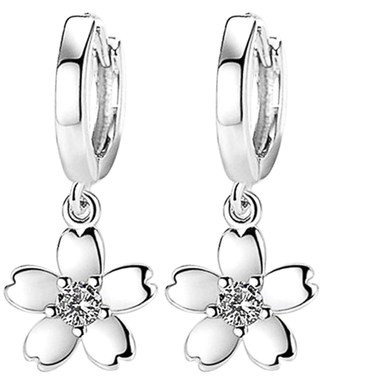 Cute Sterling Silver Cubic Zircon Pearl Drop Earrings for Brides