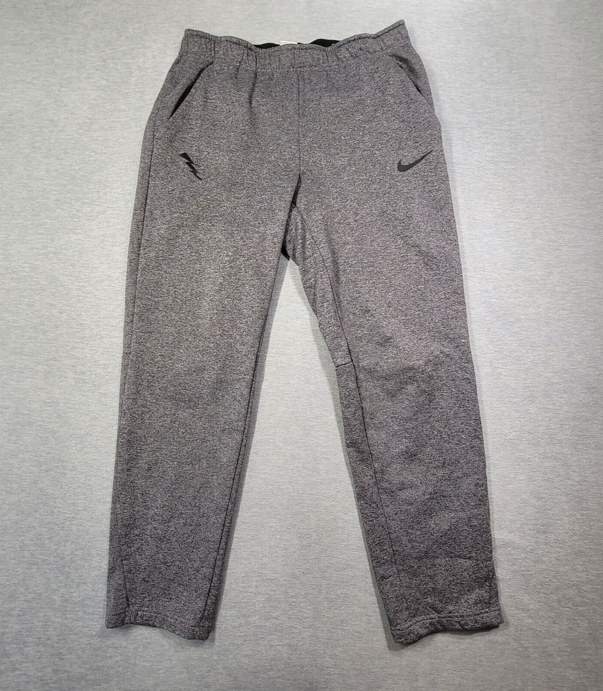 Nike Men's Large Gray Fleece Therma Fit Sweatpants with Drawstring, Tapered Fit & Swoosh Logo
