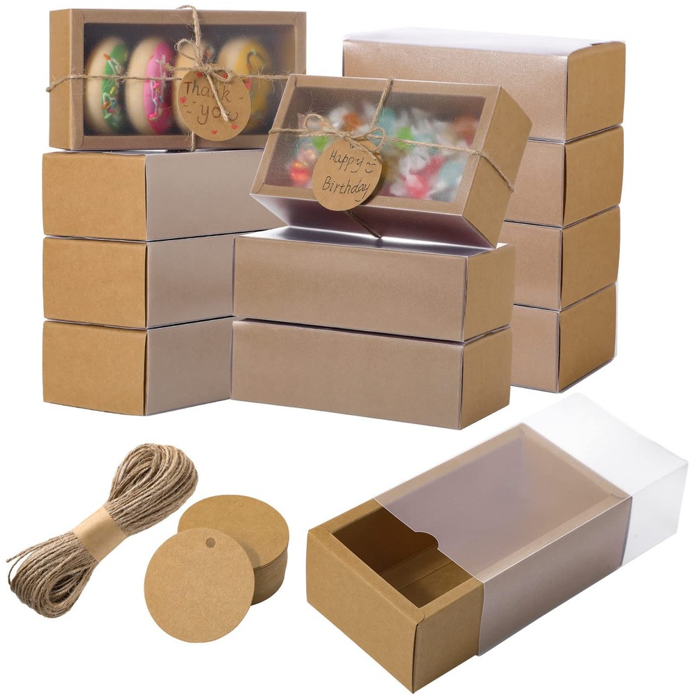 50 Kraft Gift Boxes with Window for Homemade Treats and Crafts