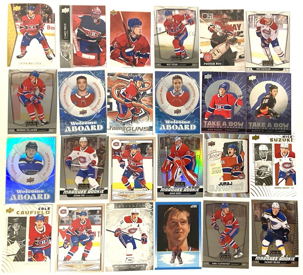 Montreal Canadiens  - 24 Hockey card lot - Hutson Dobes Bolduc Roy Rookies
