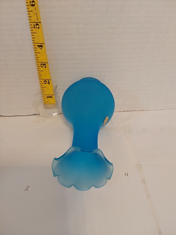 Handmade blue ceramic bud vase for fresh flowers