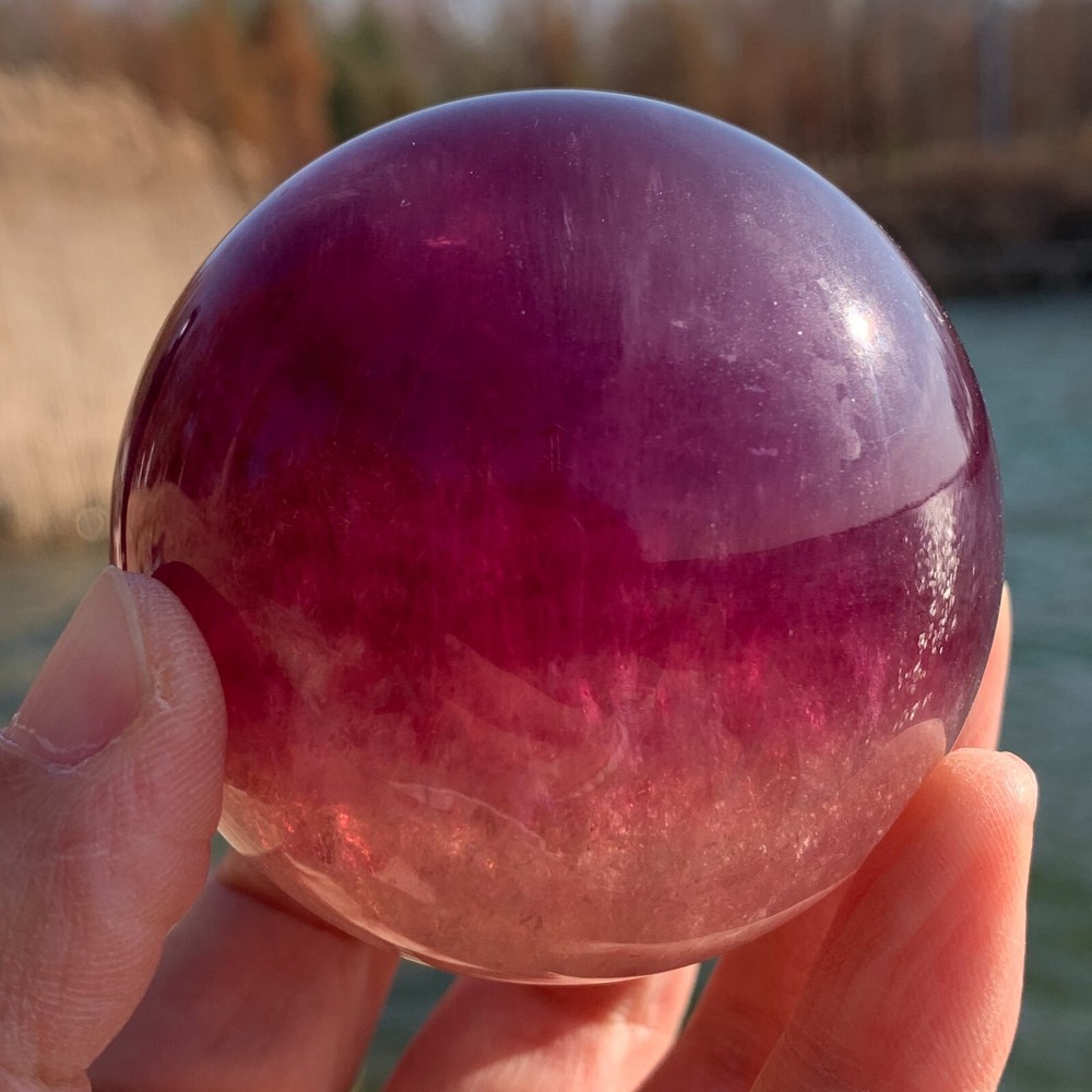 409G Natural Fluorite ball Colorful Quartz Crystal Gemstone Healing