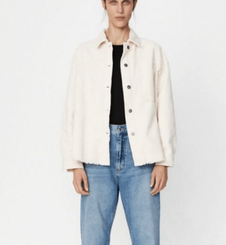 Zara Women's Ecru Corduroy Overshirt Shaket Size Large