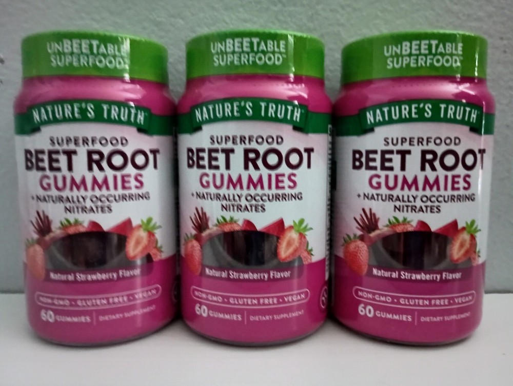 Nature's Truth Vegan Non-GMO Beet Root Superfood Gummies 60ct 3-Pack