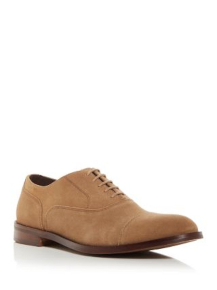 Designer Brand Mens Brown Cap Toe Block Heel Lace-Up Leather Dress Shoes 9