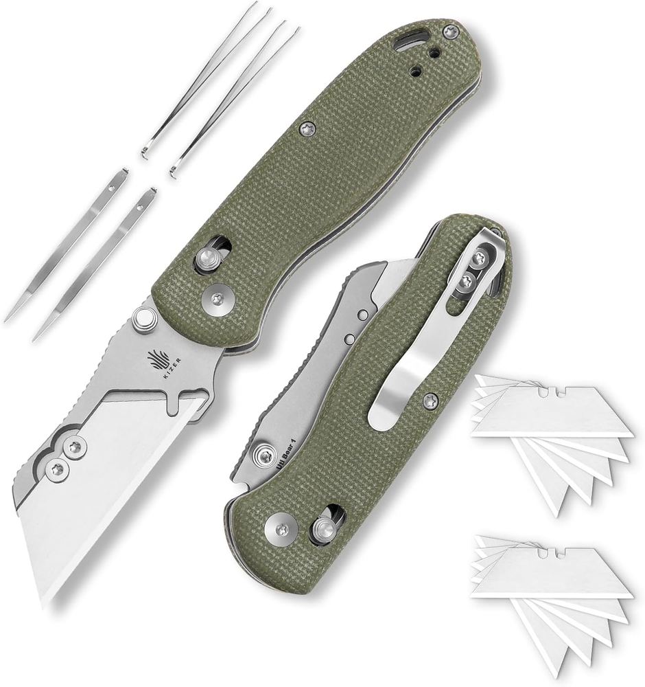 Drop Bear Dual-Screw Folding Utility Knife with Clutch Lock EDC Box Cutter