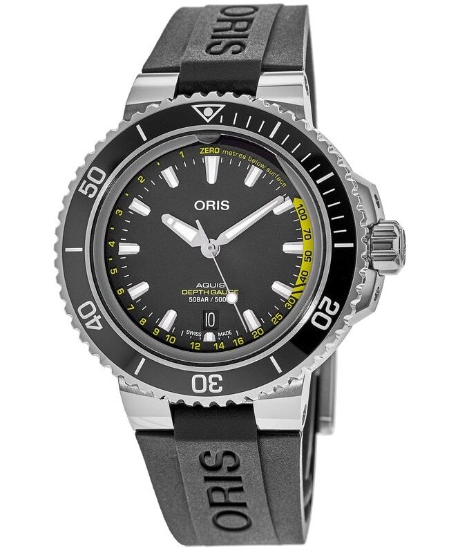 New Oris Aquis Depth Gauge Black Dial Men's Watch 01 733 7755 4154-Set RS