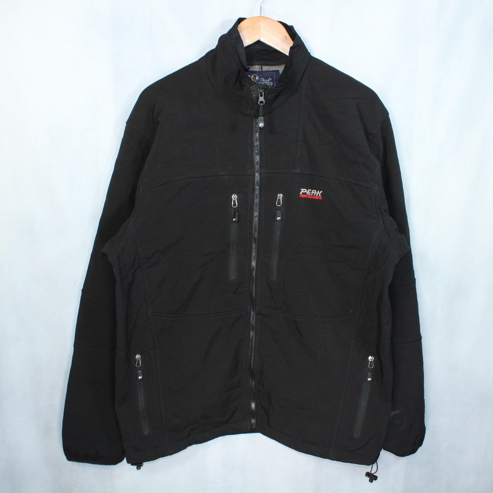 Chaqueta Peak Performance R&D Para Hombre Grande Cremallera Completa SoftShell Negra Gore Windstopper