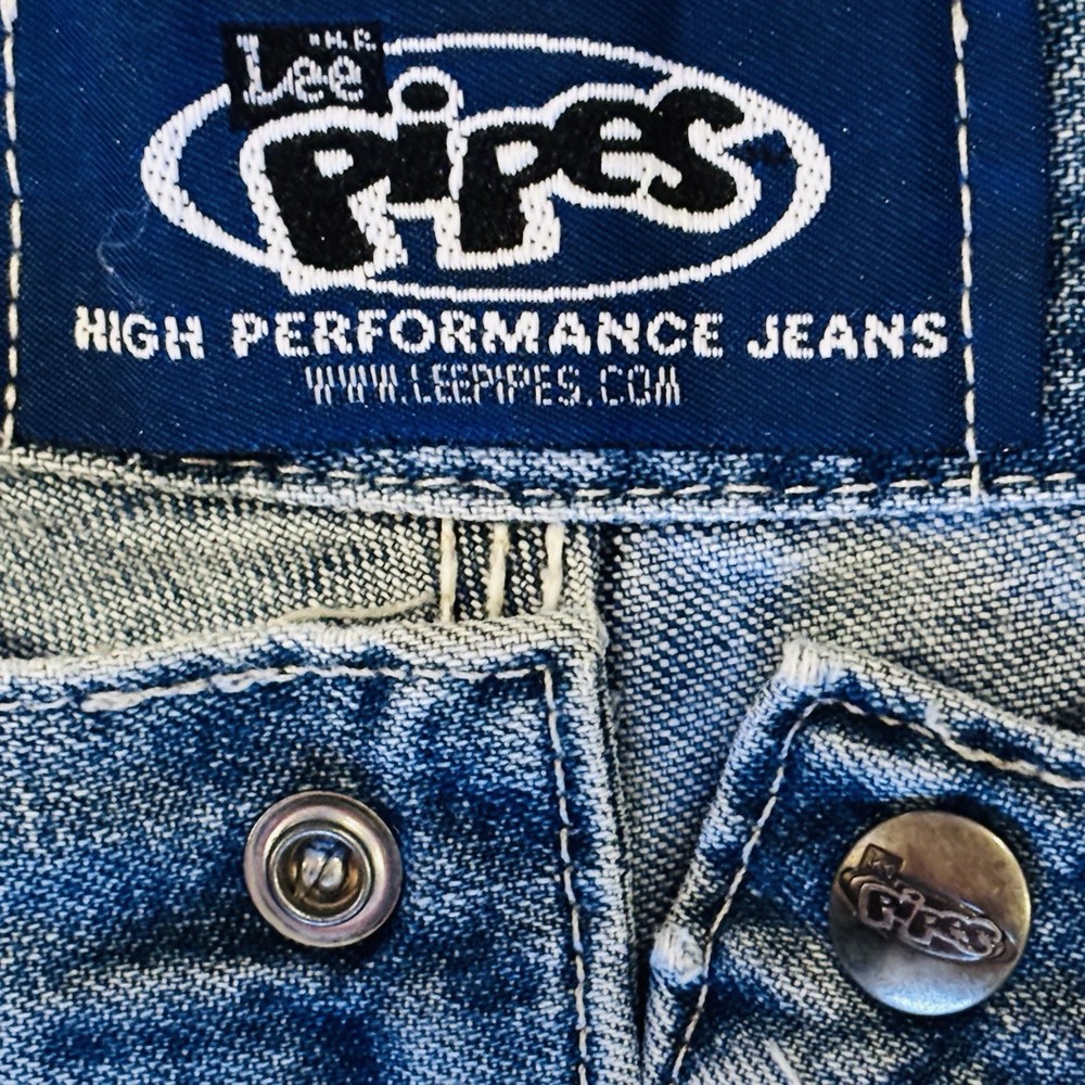 Vintage 90s Lee Pipes Distressed Flare Jeans Y2K Prep Style