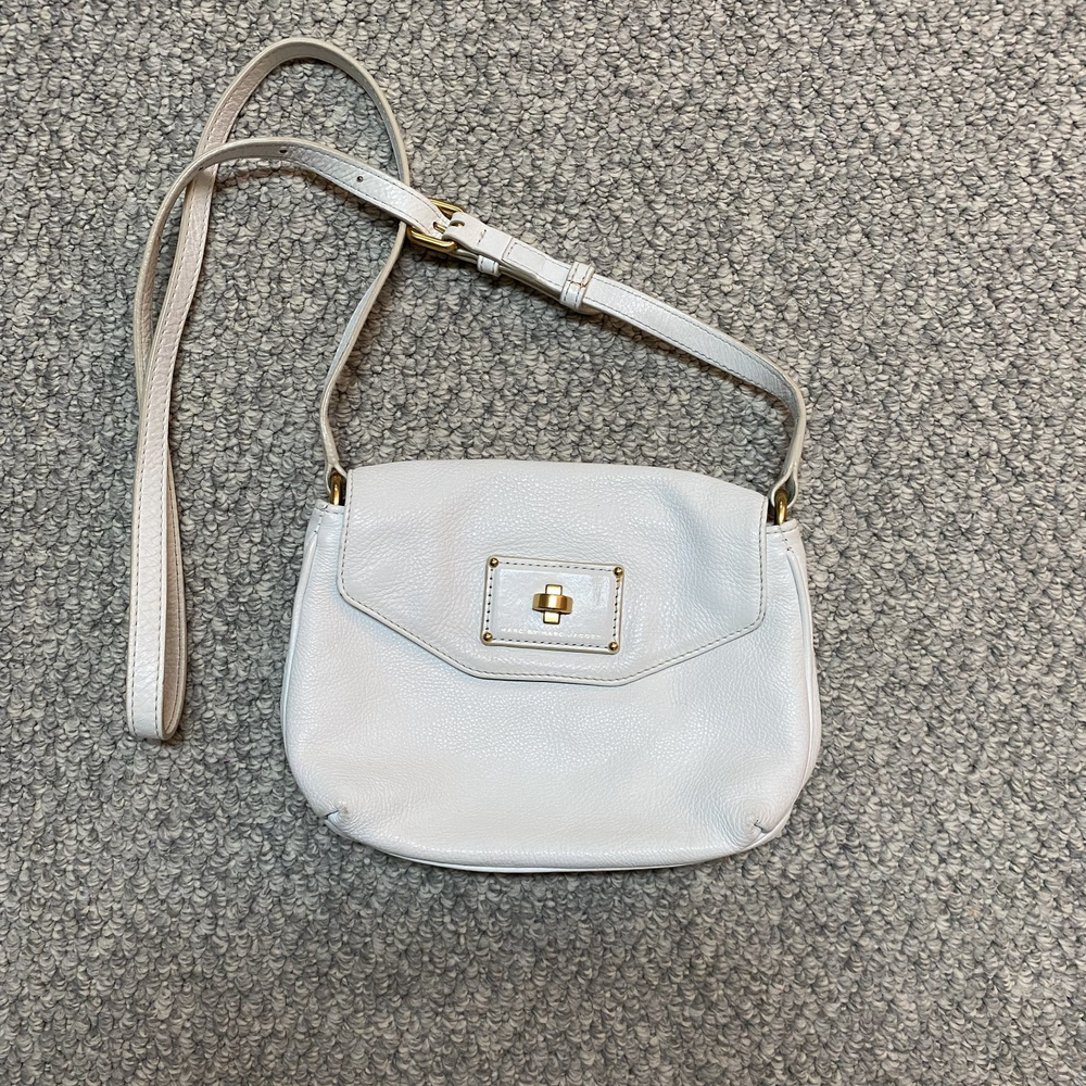 Marc By Marc Jacobs White 100% Leather Flap Crossbody Small Bag White