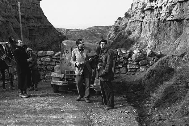 The American novelist Ernest Hemingway at Belchite the site of one- Old Photo