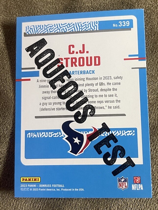 2023 Panini Donruss - Rated Rookie Aqueous Test #339 C.J. Stroud (RC) Case HIt