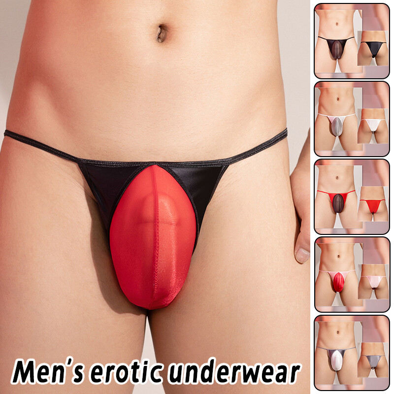 Oil Mesh Rope See-through Briefs Low Waist Sexy Men's G-string Thong Panties