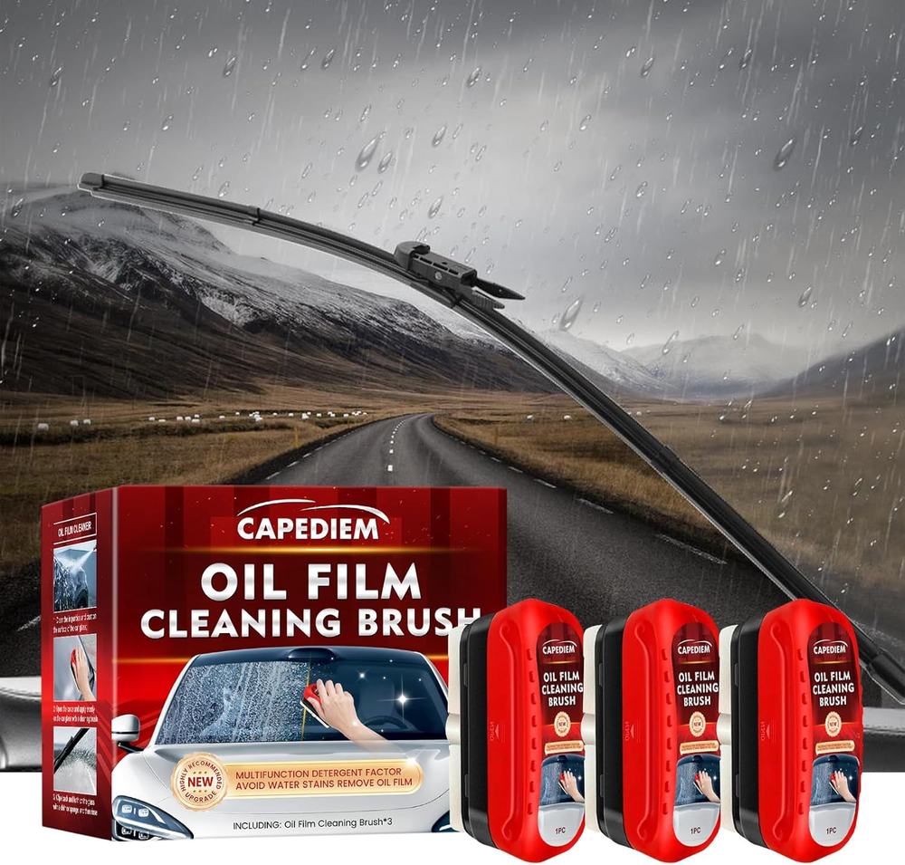 3Pcs Car Window Oil Film Cleaning Brush with Boar Bristles for Glass