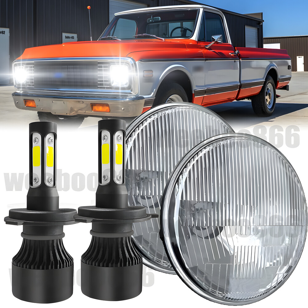 7-Inch Round LED Headlights High Low Beam for Chevy C10 C20 Pickup