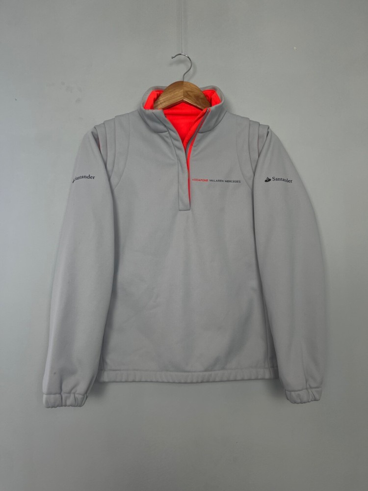 Vodafone McLaren Mercedes F1 Men Grey Vintage 1/4 Zip Light Jacket Size M