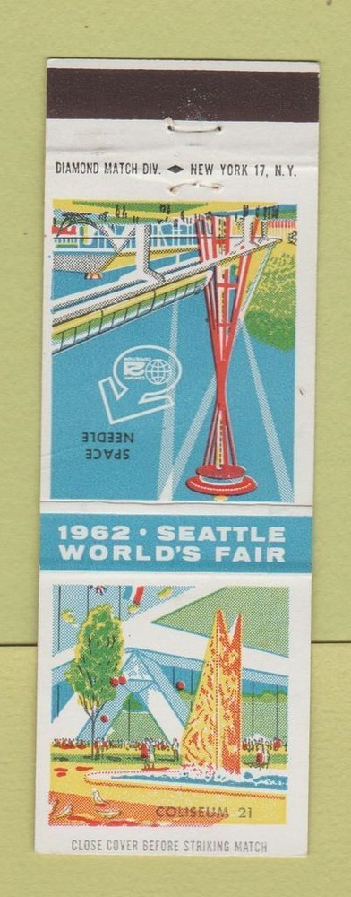 1962 Seattle World's Fair Matchbook Cover Featuring Space Needle & Coliseum