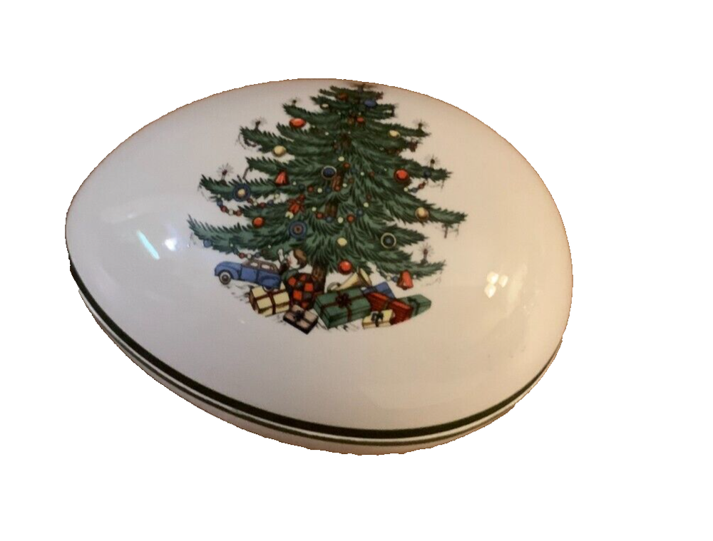 Oval Egg Trinket Box Christmas Tree by Cuthbertson England