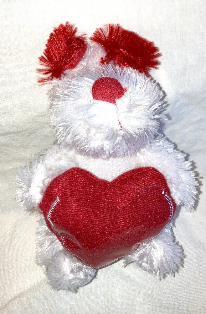 GIFT CARD HOLDER  Plush White Doggie RED HEART Valentine’s Day-image
