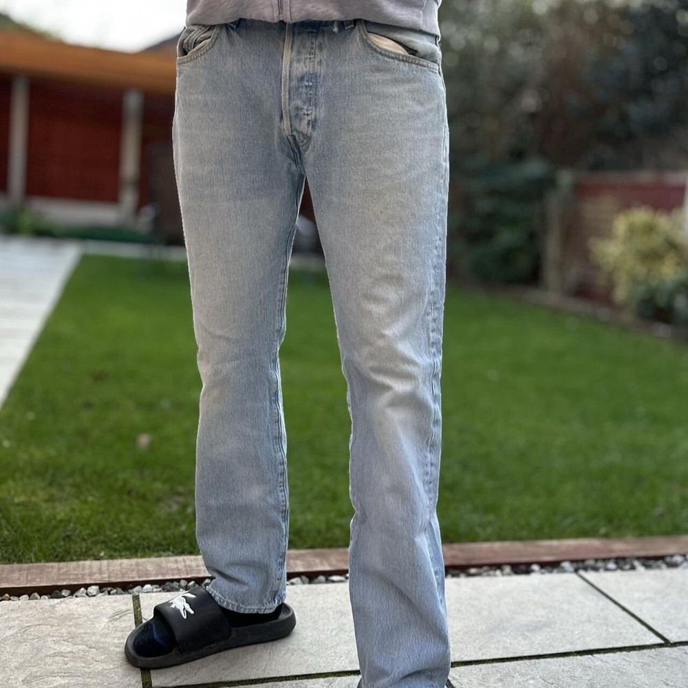 Levi's 501 Denim Jeans Men’s Straight Fit Leg W32 L30 Light Blue Trousers