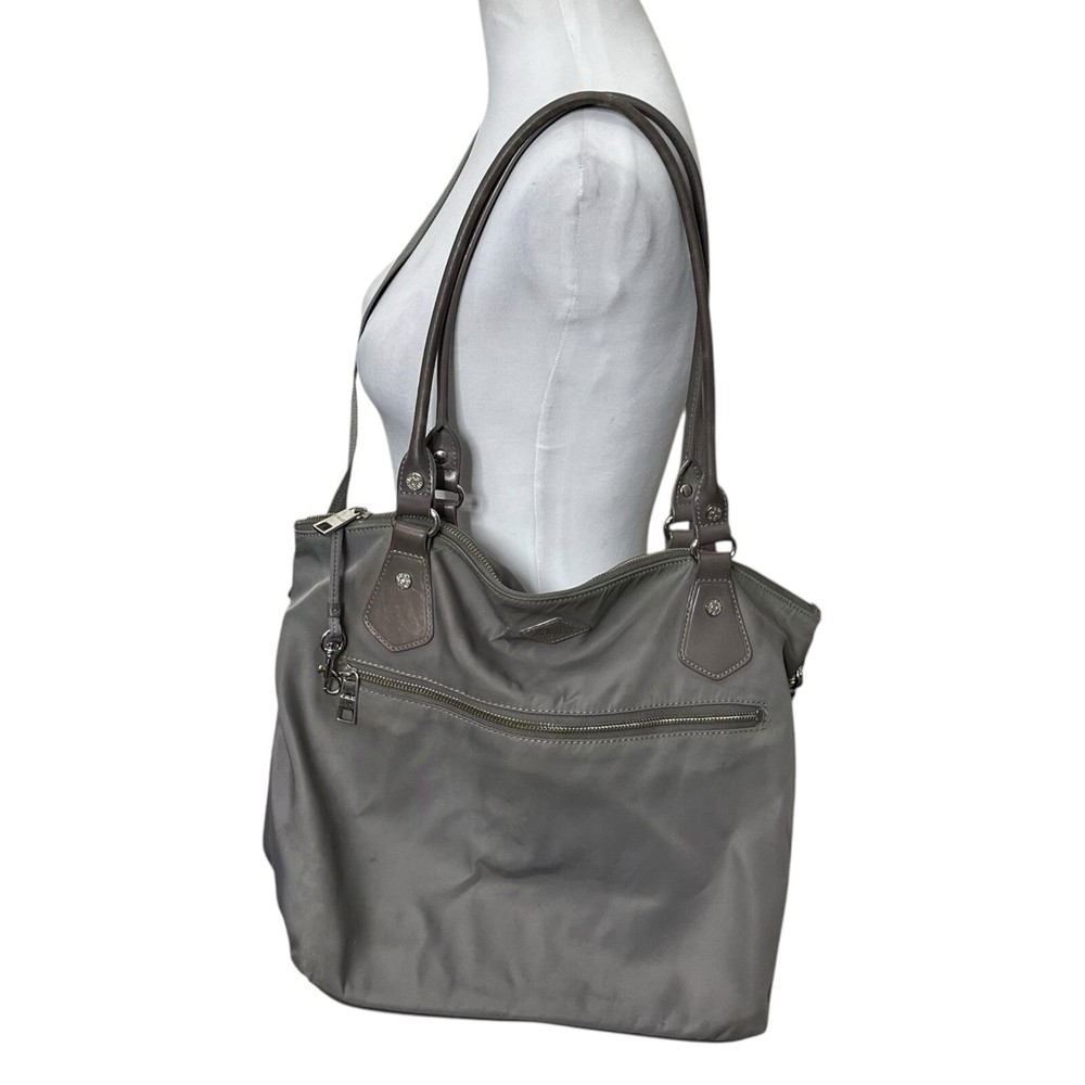 MZ Wallace Chelsea Gray Zip Tote Handbag for Women One Size