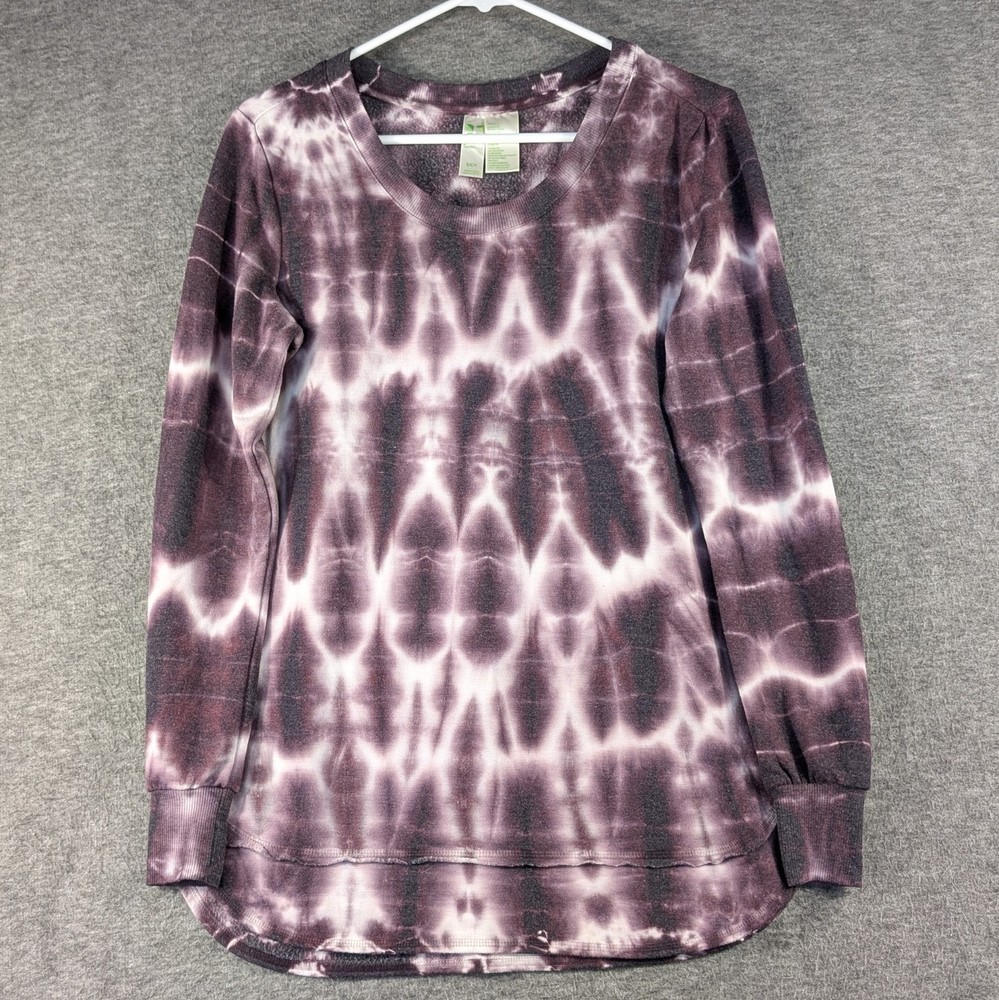 Green Tea Women's Tie Dye Sweatshirt Sz Small Tunic Lightweight Plum Purple
