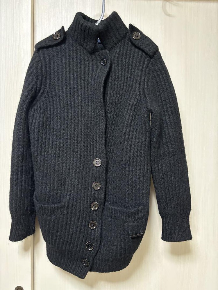 Burberry London Knit Cardigan Sweater Size M Distressed Button Used