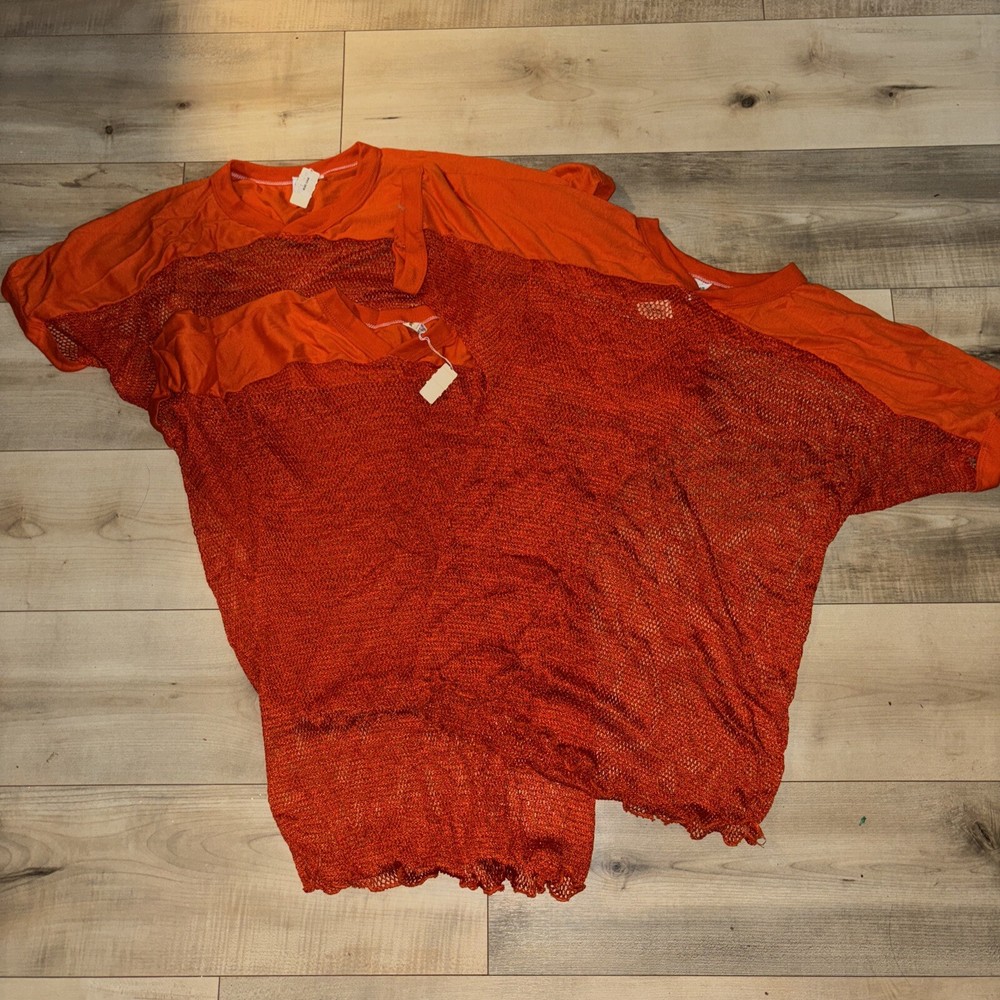 Lot Of 3 Vintage Retro Russell Athletic Mesh Jersey Small Deadstock USA Orange