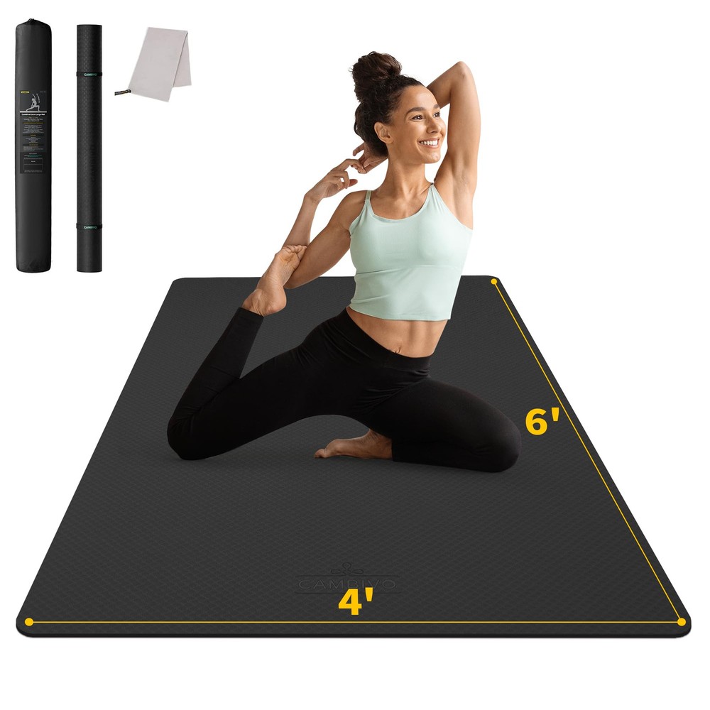 Extra-Large 6'x4' Yoga Mat for Men & Women – Ultra-Wide, Non-Slip Workout Mat with 1/3 & 1/4 Inch Thickness Options for Enhanced Comfort and Stability