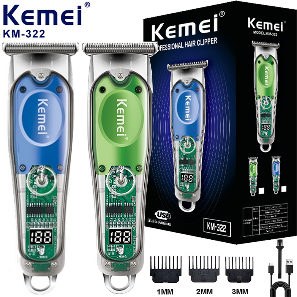 KM-323 Cordless Zero Gapped Hair Clipper Trimmer Barber Shaving Cutting Kit BK19