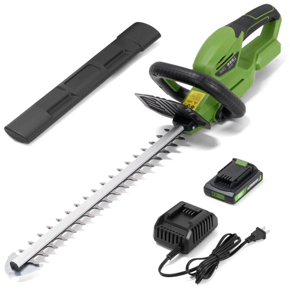 20V Cordless Hedge Trimmer 19in Blade 1300RPM 3/5in Cut